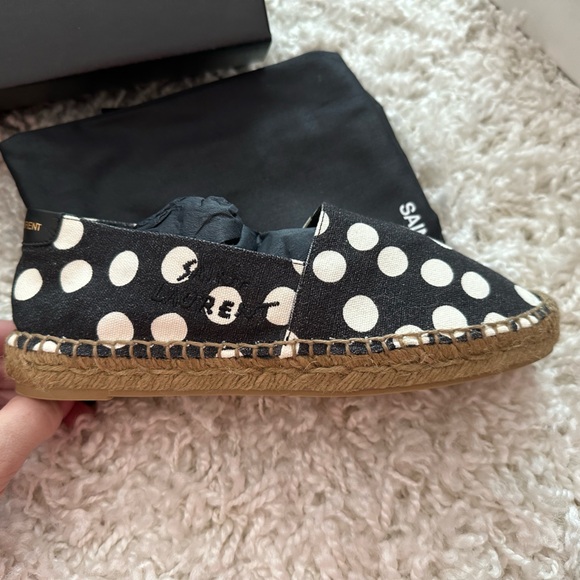 NEW IN BOX Authentic Yves Saint Laurent Embroidered Polka Dot Espadrilles - Picture 6 of 11